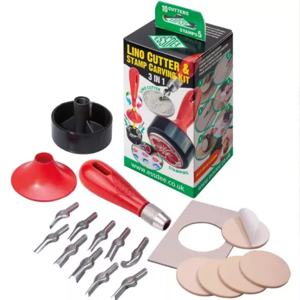 ESSDEE Lino Cutters & Handle Set  with Pressing Tool and Lino-discs L10B5D