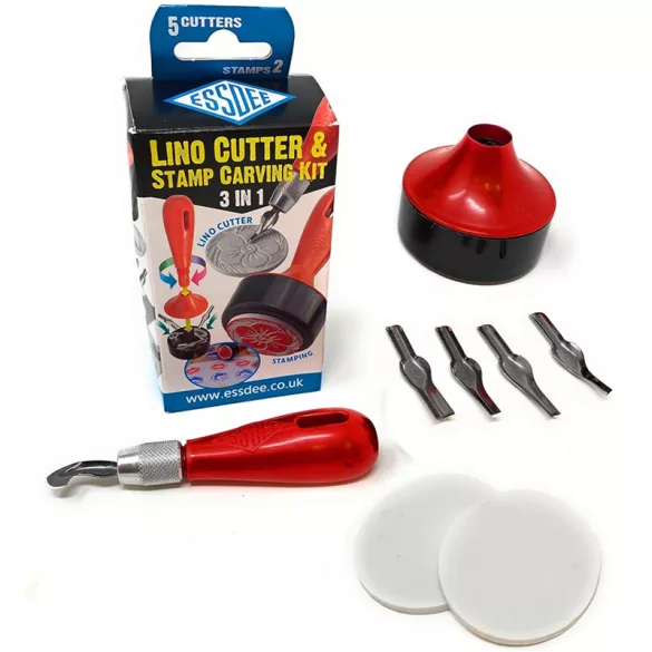 ESSDEE Lino Cutters & Handle Set  with Pressing Tool and Lino-discs L5B2D