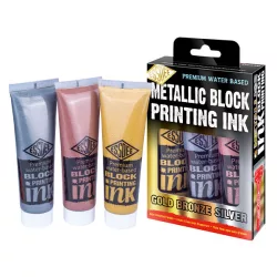 Essdee Block Printing Ink Set 3x100ml - Metellic Colours