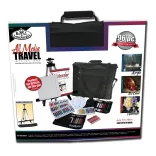 Óriás akril, olaj és akvarell utazó művészkészlet, hordozható alumínium festőállvánnyal - Royal Mixed Media 96 részes szett, 55x55cm