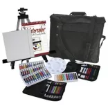 Óriás akril, olaj és akvarell utazó művészkészlet, hordozható alumínium festőállvánnyal - Royal Mixed Media 96 részes szett, 55x55cm