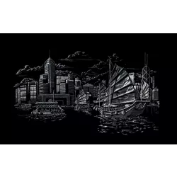   Képkarcoló készlet karctűvel, felnőtteknek - 28x36 cm - Ezüst - Hong Kong