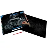 Képkarcoló készlet karctűvel, felnőtteknek - 28x36 cm - Ezüst - Hong Kong