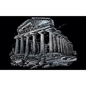 Képkarcoló készlet karctűvel, felnőtteknek - 28x36 cm - Ezüst - Parthenon