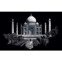   Képkarcoló készlet karctűvel, felnőtteknek - 28x36 cm - Ezüst - Taj Mahal 