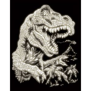 Képkarcoló készlet karctűvel - 20x25 cm - Világítós - Tyrannosaurus Rex