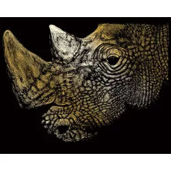   Képkarcoló készlet karctűvel - 20x25 cm - Arany - Orrszarvú