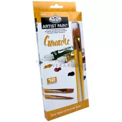   Művész Gouache festék készlet 2 db ecsettel - Royal 12 x 12 ml, tubusos