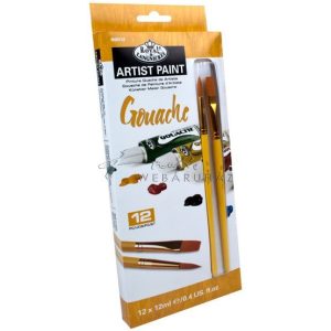 Gouache festék készlet 2 db ecsettel - Royal 12 x 12 ml, tubusos