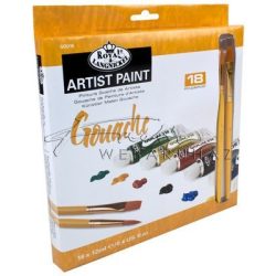   Művész Gouache festék készlet 2 db ecsettel - Royal 18 x 12 ml, tubusos