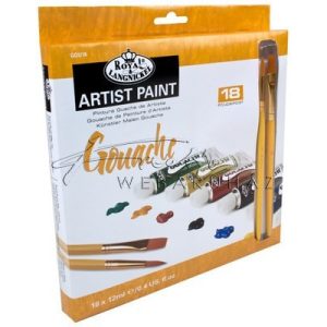 Művész Gouache festék készlet 2 db ecsettel - Royal 18 x 12 ml, tubusos