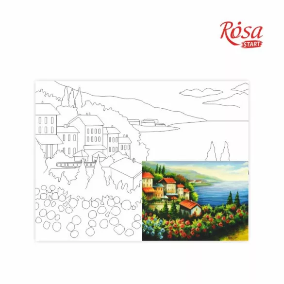 Kifestő kasírozott vászonra 40x30 cm felnőtteknek - Virágok a tengerparton