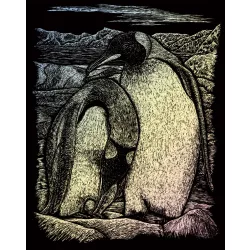   Képkarcoló készlet karctűvel - 20x25 cm - Holografikus - Pingvin