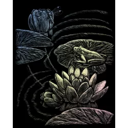   Képkarcoló készlet karctűvel - 20x25 cm - Holografikus - Békás tó