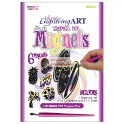   Hűtőmágnes karcoló készlet karctűvel - Holografikus - Tengerparton