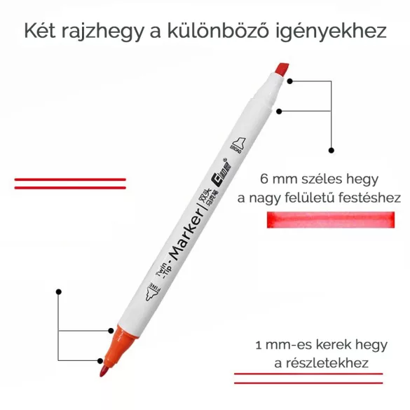 Filckészlet, kétvégű - Twin Tip Marker set, with 12 colours