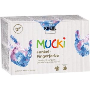 KREUL Csillogó Ujjfesték Készlet Gyerekeknek, már 2 éves kortól - 6 x 150 ml - Csillogó