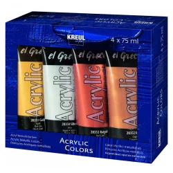   KREUL el Greco Akrilfesték készlet - 4 x 75 ml - Metálszínek