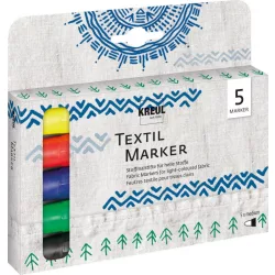   KREUL JAVANA Textil Marker Készlet Világos Textilhez - 5 színű készlet - Alapszínek