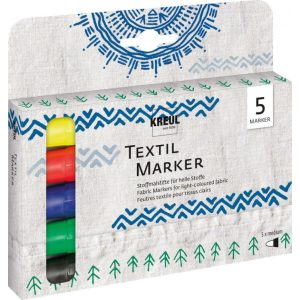 KREUL Textil Marker Készlet, glitteres - 5 színű készlet