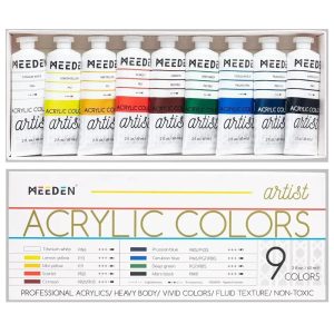 Akrilfesték készlet - MEEDEN Heavy Body Acrylic Paint Set, 9 Vibrant Colors 9x60 ml  - Alapszínek