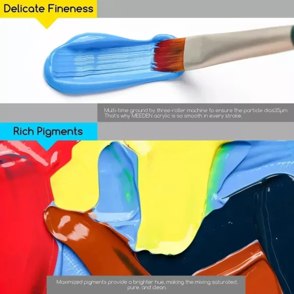 Akrilfesték készlet - MEEDEN Heavy Body Acrylic Paint Set, 9 Vibrant Colors 9x60 ml  - Alapszínek