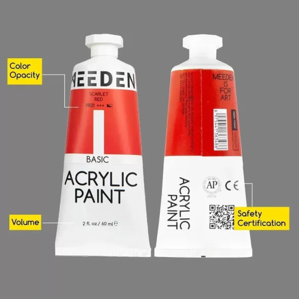 Akrilfesték készlet - MEEDEN Heavy Body Acrylic Paint Set, 9 Vibrant Colors 9x60 ml  - Alapszínek