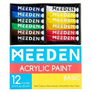 Akrilfesték készlet - MEEDEN Acrylic Paint Set, 12 Vibrant Colors 12x22 ml  - Alapkészlet