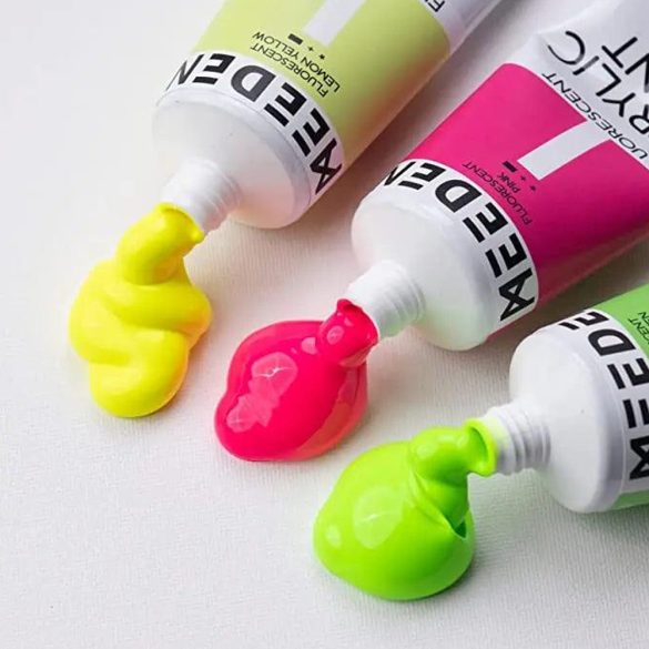 Akrilfesték készlet, sűrű - MEEDEN Heavy Body Acrylic Paint Set, 6 Fluorescent Colors (2 oz, 60 ml) in tube