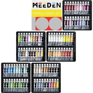 Akrilfesték készlet - MEEDEN Acrylic Paint Set, 100 Vibrant Colors 100x12 ml  - 100 színű készlet