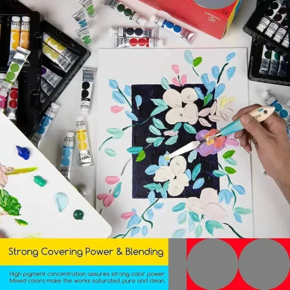 Akrilfesték készlet - MEEDEN Acrylic Paint Set, 100 Vibrant Colors 100x12 ml  - 100 színű készlet