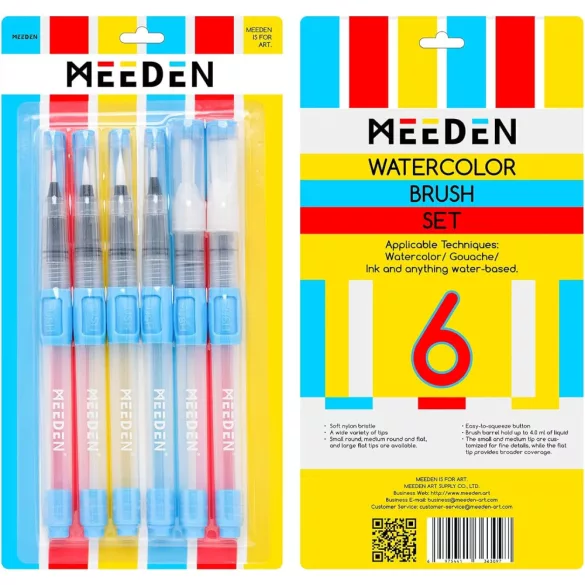 Tölthető nyelű ecsetkészlet, adagolóval - M-ART MEEDEN - 6 db-os készlet