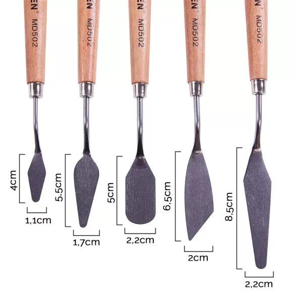 Knife Palette Set - Painting Mixing Scraper, 5 Pcs Artist Stainless Steel Painting Knife Set