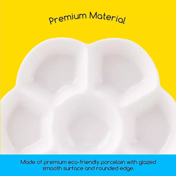 M-ART Professzionális porcelán festőpaletta és színkeverő - Szirom alakú - 12 cm átmérő