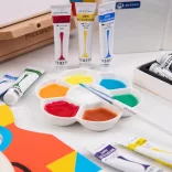 M-ART Professzionális porcelán festőpaletta és színkeverő - Szirom alakú - 12 cm átmérő