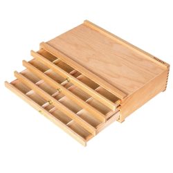   Festődoboz, bükk - MEEDEN 4-Drawer Art Supply Storage Box, color: natural wood