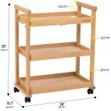 Festőkocsi, guruló, 3 polcos - MEEDEN 3-Tier Storage Art Cart-Trolley, color: natural wood