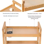 Festőkocsi, guruló, 3 polcos - MEEDEN 3-Tier Storage Art Cart-Trolley, color: natural wood