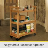 Festőkocsi, guruló, 3 polcos - MEEDEN 3-Tier Storage Art Cart-Trolley, color: natural wood
