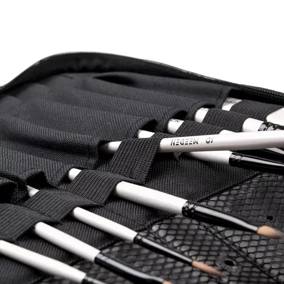 Mesh Paint Brushes Case Zippered Brush Holder, Black - 29cm