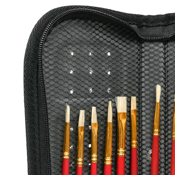 Mesh Paint Brushes Case Zippered Brush Holder, Black - 29cm