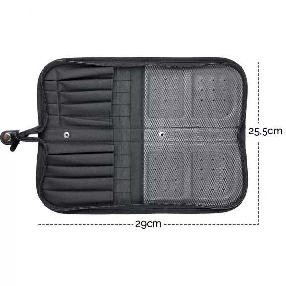 Mesh Paint Brushes Case Zippered Brush Holder, Black - 29cm