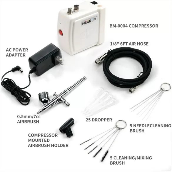 Mini Airbrush Kit, Dual-Action Gravity Feed 0.5mm Airbrush, 12 Colors Airbrush Paint Set