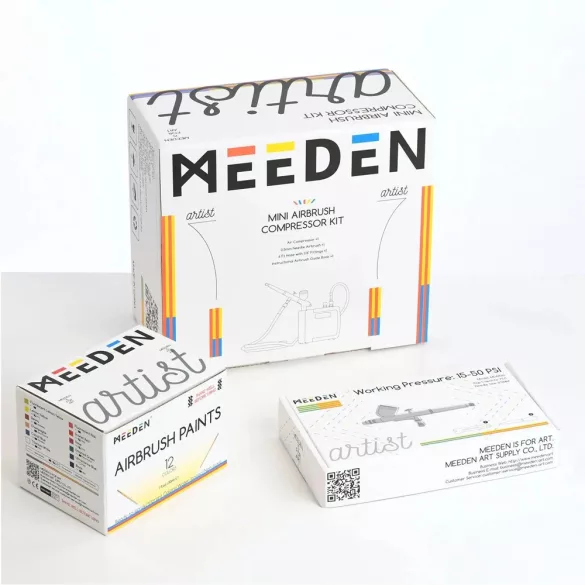 Mini Airbrush Kit, Dual-Action Gravity Feed 0.5mm Airbrush, 12 Colors Airbrush Paint Set