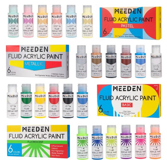 Akrilfesték készlet - MEEDEN Fluid Acrylic Paint Set 24x60ml