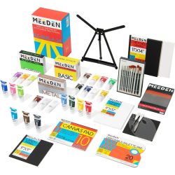   Nagy Akrilfesték készlet Asztali Festőállvánnyal - MEEDEN Deluxe Acrylic Painting Set with Aluminium Tabletop Easel ES-6035-A-24