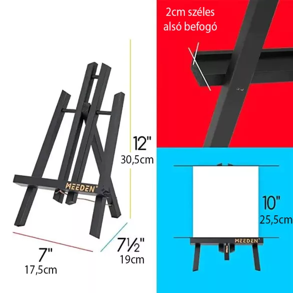 Asztali Festőállvány, fekete fenyő - MEEDEN A-Frame Tabletop Easel 30,5cm