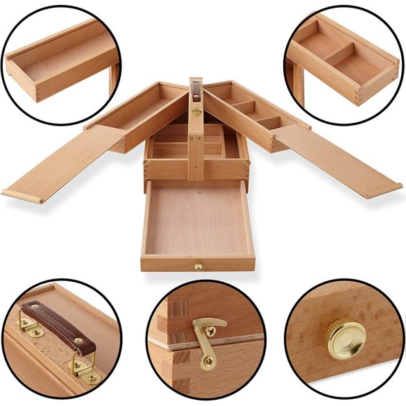 Artist Supply Storage Box - Meeden Beech Wood Artist Tool & Brush Storage Box