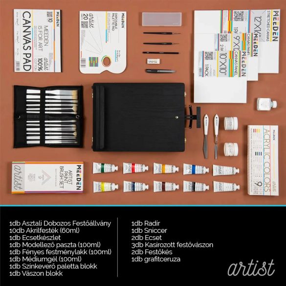Artist Acrylic Painting Set with Sketch Easel Box