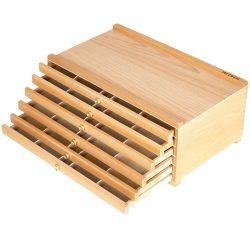   Festődoboz, bükk - MEEDEN 6-Drawer Art Supply Storage Box, color: natural wood